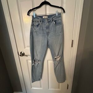 Abercrombie & Fitch Light Blue Ripped Mom High Rise Jeans